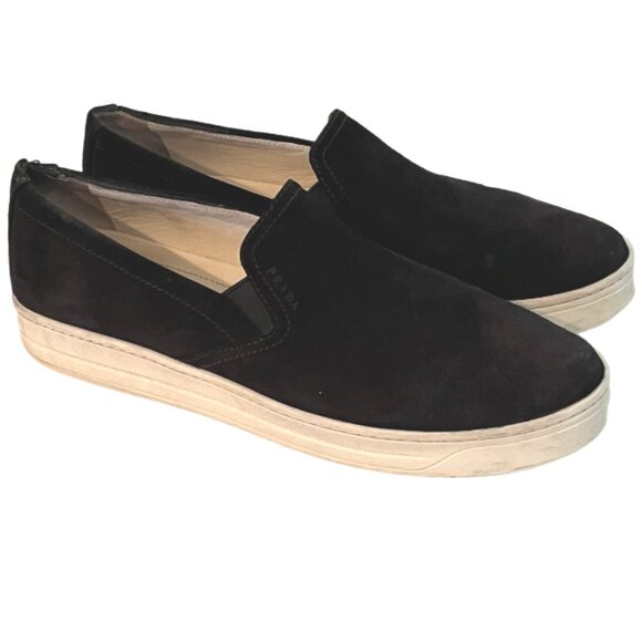 Prada Sport Black Suede Slip on Loafers Size 40 (US Size 9) - Picture 5 of 11